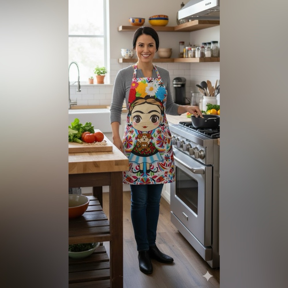 Frida Khalo Kitchen Apron Fridita Mandil Playful handmade Adult Pockets garment*